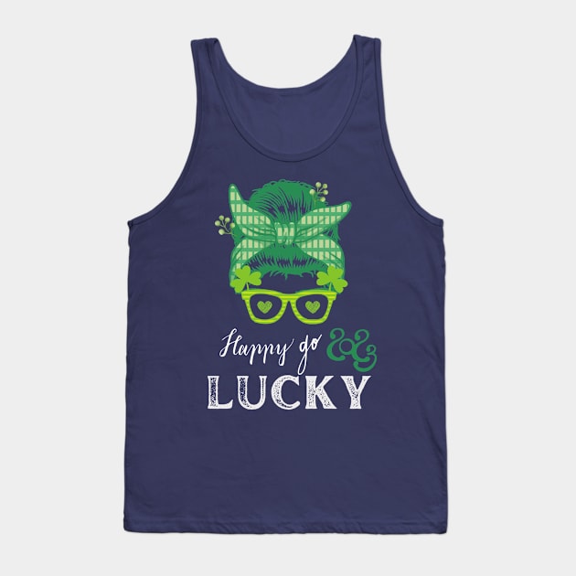 Women Happy Go Lucky Shamrock St Patrick's Day 2023 Tank Top by Adam4you